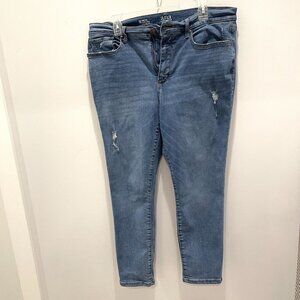 a.n.a. Women's 16 Blue High Rise Skinny Ankle Jeans Pockets Some Distress